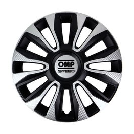 Omp Tapacubos Magnum OMPS07011322 Juego de 4 para Llantas de 13 Pulgadas, Color Negro-Plata-Carbono