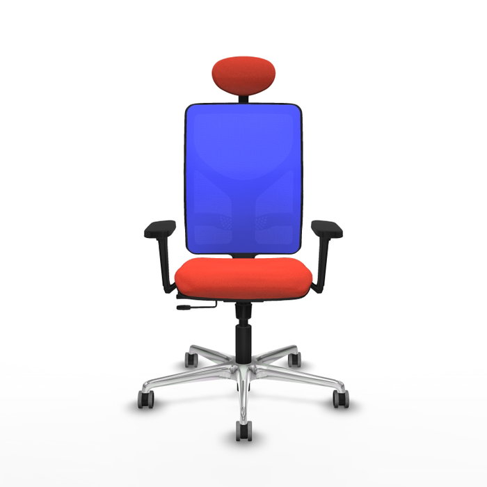 PIQUERAS Y CRESPO Silla de oficina Motilla con mecanismo Sincro/Traslack, tela naranja y malla azul