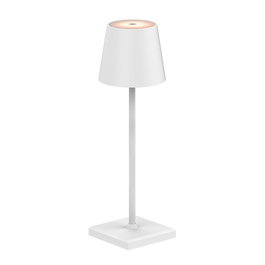 Fbright Lámpara de Mesa LED Blanca Recargable USB-C, Intensidad y Tono Regulable 3000-6500K, 260 lm, Batería 5200 mAh, IP54, Ø110x380 mm