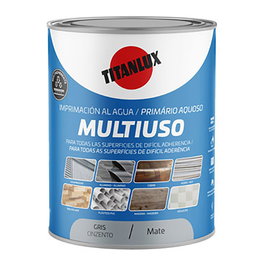 Titan Imprimación Multiuso al Agua Gris Mate 750 ml para Todo Tipo de Superficies con Gran Adherencia y Protección Antioxido
