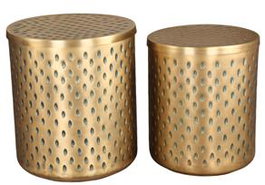DKD Home Decor Set de 2 Mesitas Auxiliares de Metal con Tapa Dorado