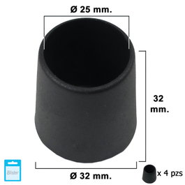 MAURER Contera Cónica Negra 25mm, Blister de 4 piezas
