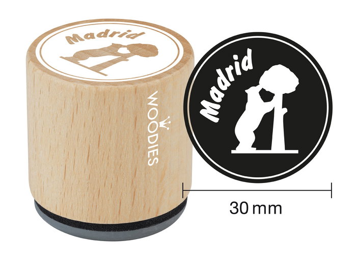 Woodies Sello de madera y caucho Madrid el oso y el madroño 33x30mm Woodies Sello de madera y caucho Madrid el oso y el madroño 33x30mm