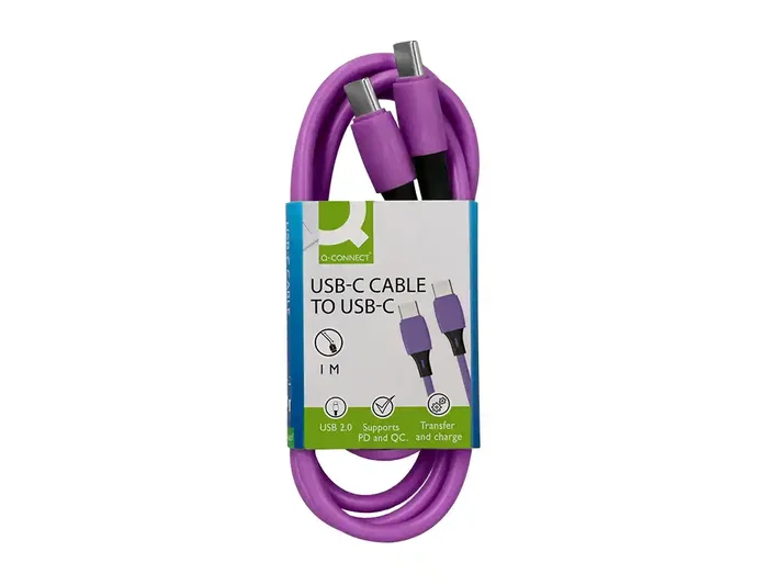 Q-connect Cable USB-C a USB-C PVC 1m Morado