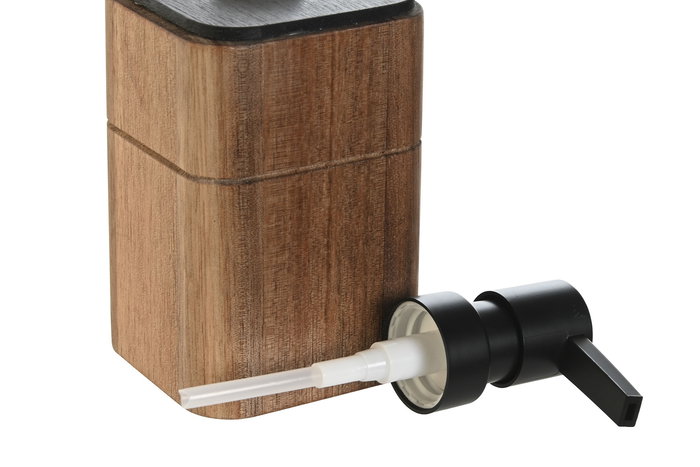 DKD Home Decor Dosificador Basicos Negro Natural Acacia PP 2 Unidades 7.6 x 17.5 x 7.6 cm