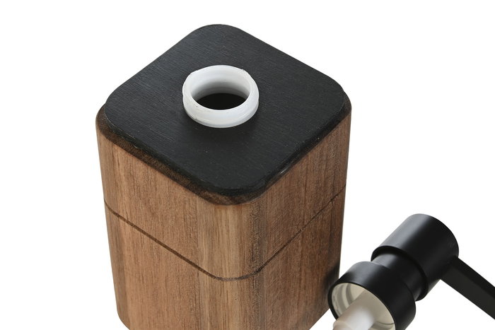 DKD Home Decor Dosificador Basicos Negro Natural Acacia PP 2 Unidades 7.6 x 17.5 x 7.6 cm