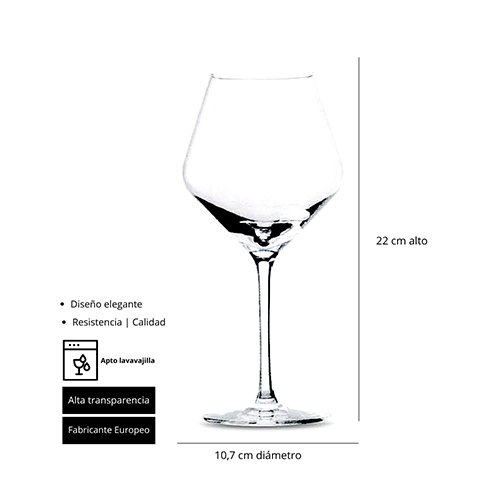 Summa ANDIA Copa Borgoña 55cl / 550ml, Cristal, Altura: 220mm, Diámetro: 107mm, Borde Fino (Set de 6) Summa ANDIA Copa Borgoña 55cl / 550ml, Cristal, Altura: 220mm, Diámetro: 107mm, Borde Fino (Set de 6)