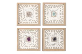DKD Home Decor Set de 4 Cuadros Enmarcados de Cristal y Papel Maché 22x2x22 cm