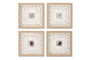 DKD Home Decor Set de 4 Cuadros Enmarcados de Cristal y Papel Maché 22x2x22 cm