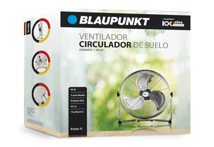 Blaupunkt Ventilador Industrial Cromado para Suelo, 40 cm, 90 W