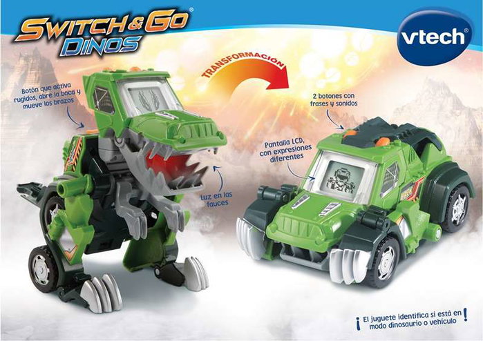 Vtech Switch Go Dino Barro, T-Rex 4X4 todoterreno transformable con luces y sonidos