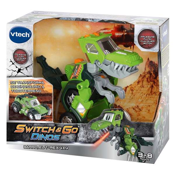 Vtech Switch Go Dino Barro, T-Rex 4X4 todoterreno transformable con luces y sonidos