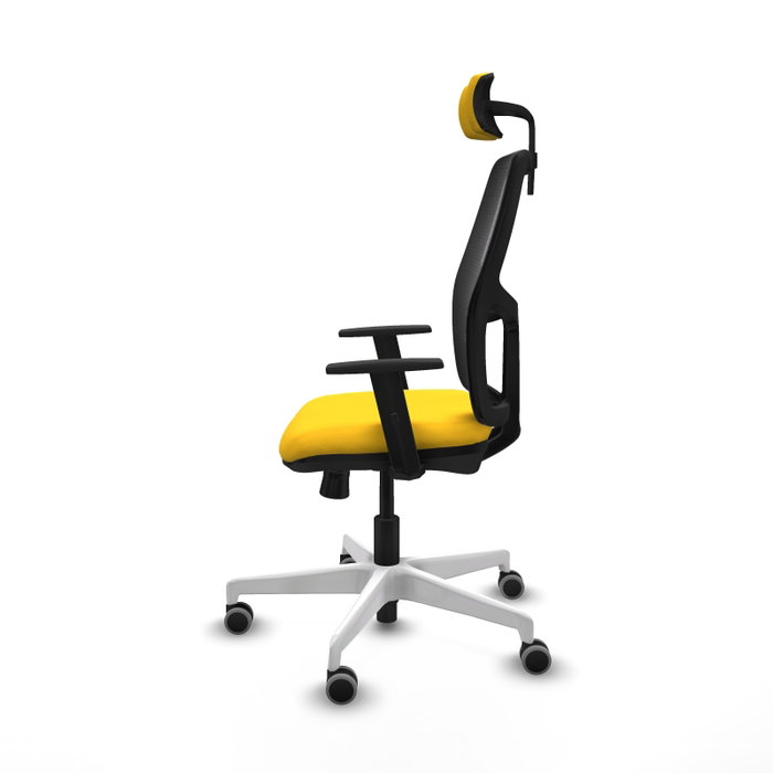 PIQUERAS Y CRESPO Alfera Silla de oficina con mecanismo traslack, malla negra y asiento amarillo