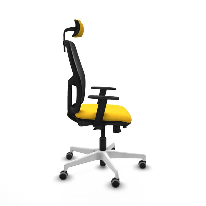 PIQUERAS Y CRESPO Alfera Silla de oficina con mecanismo traslack, malla negra y asiento amarillo