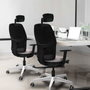 PIQUERAS Y CRESPO Alfera Silla de oficina con mecanismo traslack, malla negra y asiento amarillo