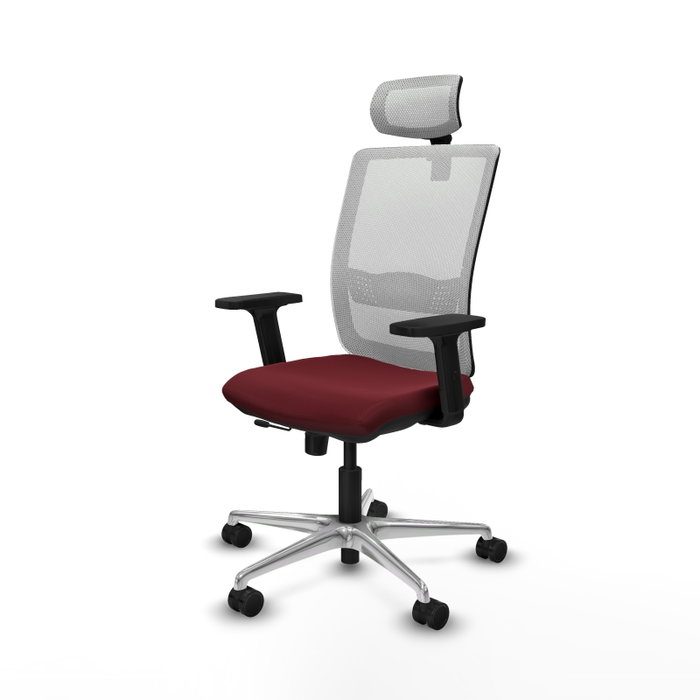 PIQUERAS Y CRESPO Silla de oficina Haches con mecanismo Sincro/Traslack, Granate y Blanco