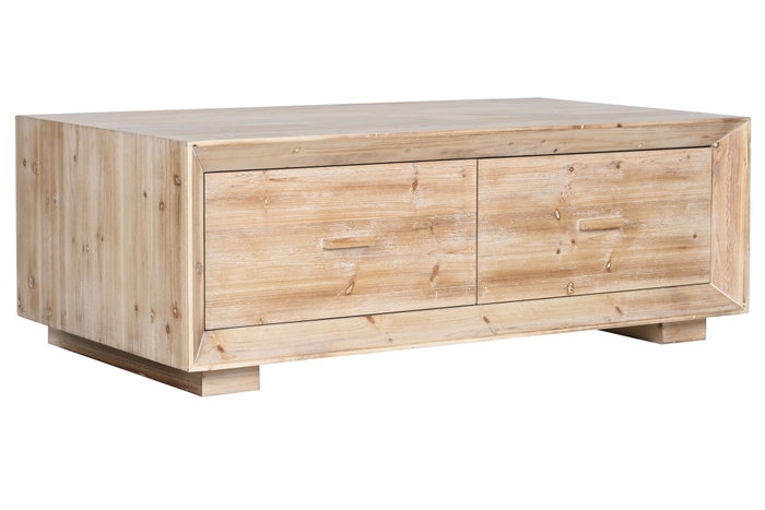 DKD Home Decor Mesa de Centro Abeto y MDF Natural con 2 Cajones