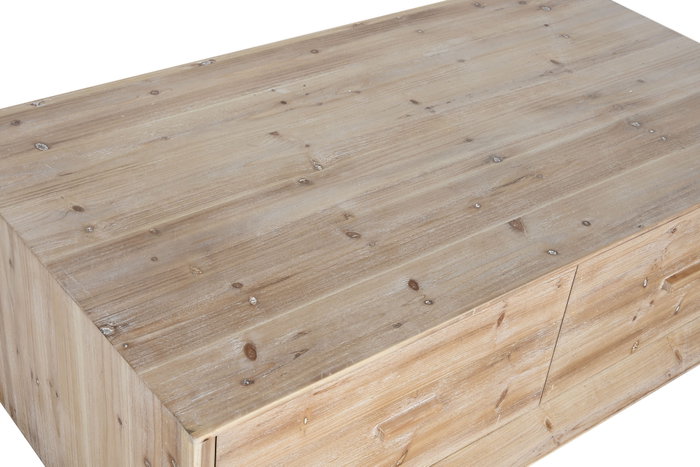 DKD Home Decor Mesa de Centro Abeto y MDF Natural con 2 Cajones