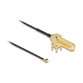 DeLOCK Cable de antena SMA 90° PCB jack bulkhead con I-PEX MHF1 de 15 cm