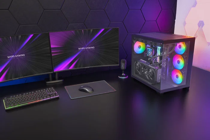 Mars gaming MCV5 Cristal Templado Panorámico ARGB Negra