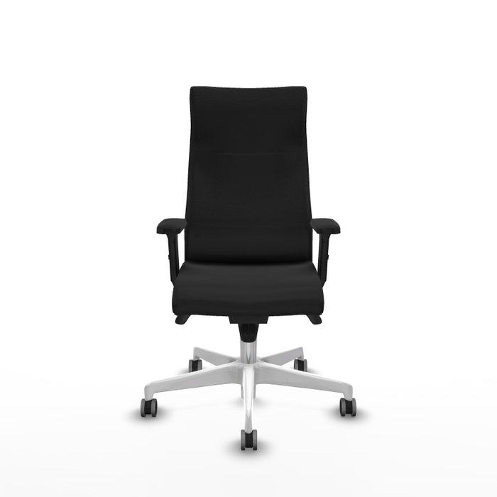 PIQUERAS Y CRESPO Sillón Albacete con Mecanismo Sincro, Similpiel Negro y Base Blanca