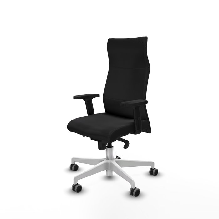 PIQUERAS Y CRESPO Sillón Albacete con Mecanismo Sincro, Similpiel Negro y Base Blanca