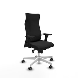 PIQUERAS Y CRESPO Sillón Albacete con Mecanismo Sincro, Similpiel Negro y Base Blanca
