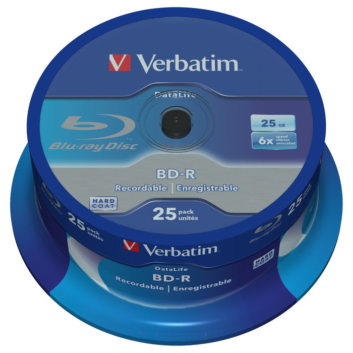 Verbatim BD-R Blu-Ray 25GB 6x Datalife Cakebox de 25 discos