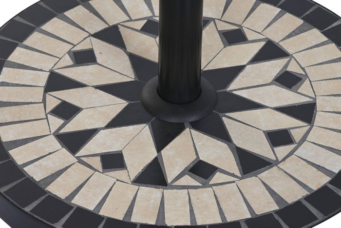 DKD Home Decor Base Parasol Terraza y Jardín Negro Blanco Gres Inox 50 x 50 x 32.5 cm