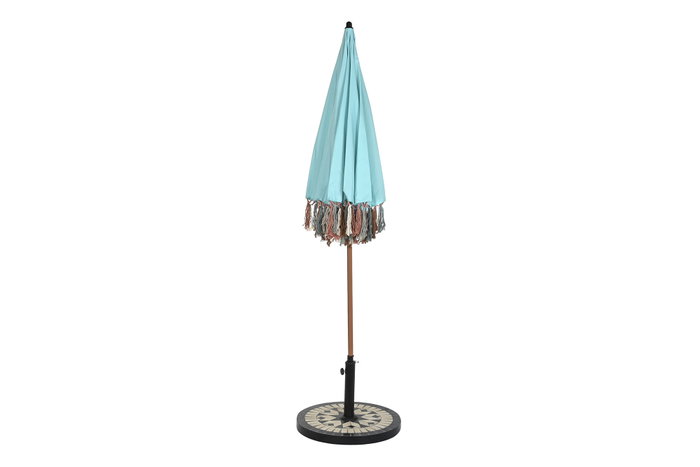 DKD Home Decor Base Parasol Terraza y Jardín Negro Blanco Gres Inox 50 x 50 x 32.5 cm