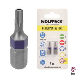 WOLFPACK LINEA PROFESIONAL Puntas Torx T15 Inviolables (2 Piezas)