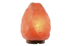 DKD Home Decor Lámpara de Sal del Himalaya Arabe de Sobremesa con Base de Acacia, Color Rosa y Marrón, 14 x certified de residuos.