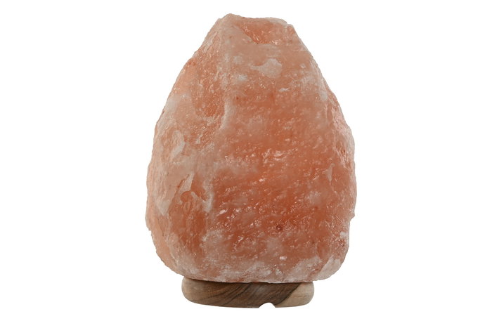 DKD Home Decor Lámpara de Sal del Himalaya Arabe de Sobremesa con Base de Acacia, Color Rosa y Marrón, 14 x certified de residuos.
