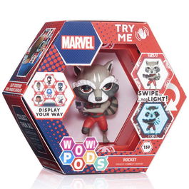 WOW STUFF WOW PODS Figura LED Rocket Raccoon Marvel Colecciona y Conecta Iluminación UV Sensor IR Misterio 60 Segundos