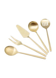 Hermia CKB0254 Juego de Servicio de Cocina de 5 Piezas en Acero Inoxidable Dorado - Elegante y Duradero