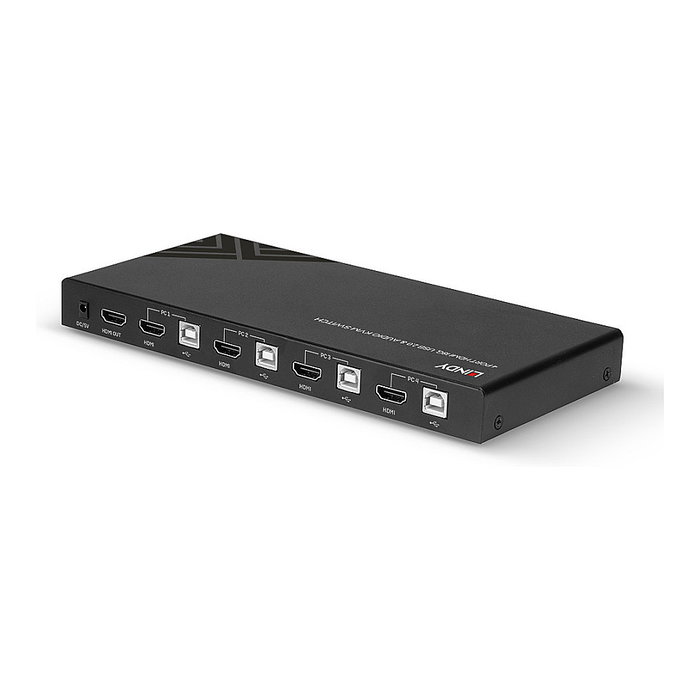 LINDY KVM-Audio-USB Switch 4-Port - Conmutador para 4 Ordenadores