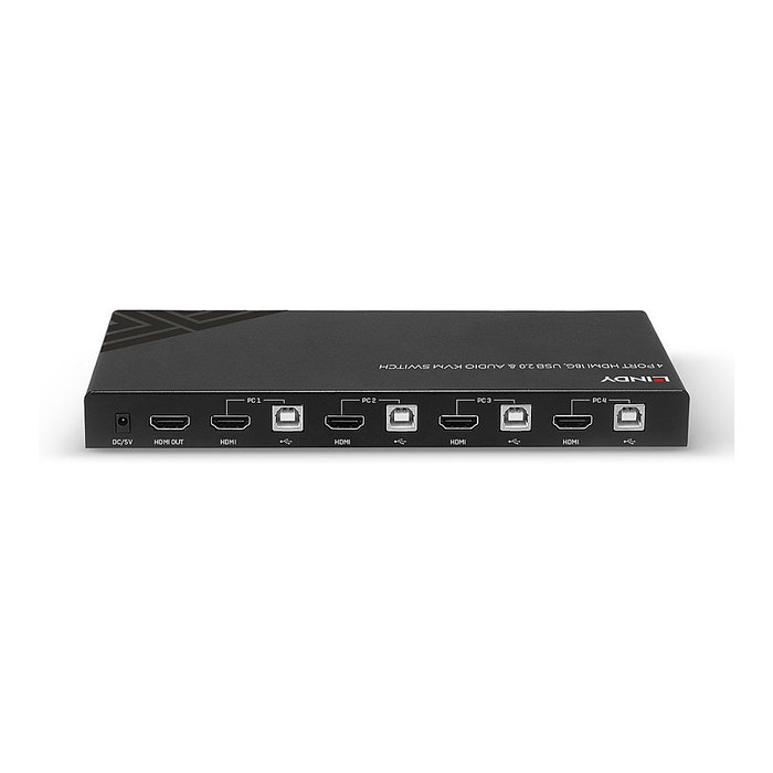 LINDY KVM-Audio-USB Switch 4-Port - Conmutador para 4 Ordenadores