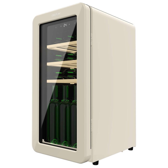 Cecotec Vinoteca Bolero GrandSommelier Origin 18 Hit 18 botellas retro beige NoFrost display LED