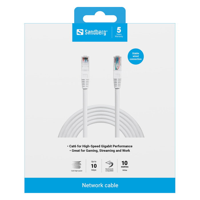 Sandberg Cable de red UTP Cat6 de 10 m Blanco Sandberg Cable de red UTP Cat6 de 10 m Blanco