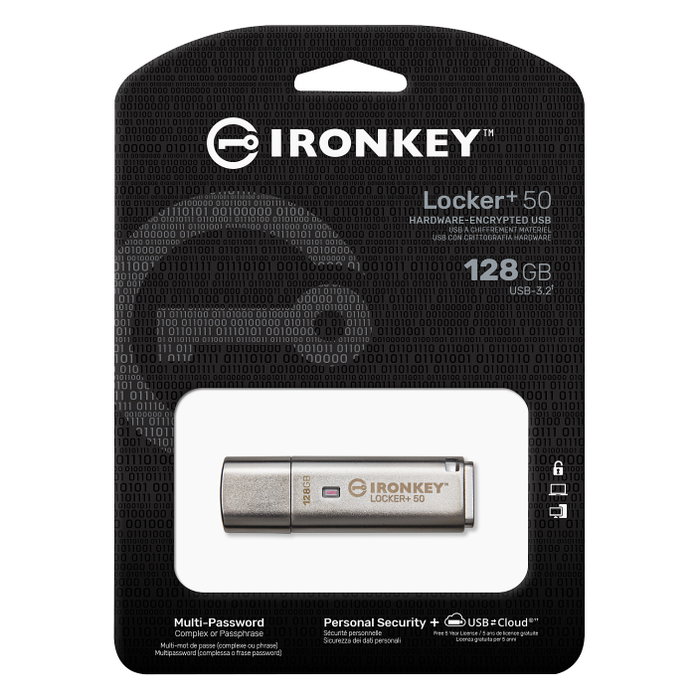 Kingston IronKey Locker+ 50 128GB IKLP50 USB 3.2 con cifrado AES de 256 bits