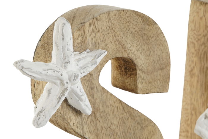 DKD Home Decor Decoración Mediterráneo Natural Blanco Mango y Resina 8 x 24.5 x 47 cm (2 Unidades) Hecho a mano