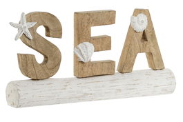 DKD Home Decor Decoración Mediterráneo Natural Blanco Mango y Resina 8 x 24.5 x 47 cm (2 Unidades) Hecho a mano