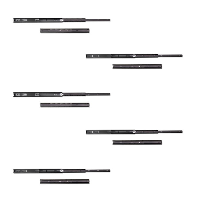 Emuca Lote de 5 juegos de guías para cajones, de bolas, altura 45mm, profundidad 500mm, extracción total, Negro Emuca Lote de 5 juegos de guías para cajones, de bolas, altura 45mm, profundidad 500mm, extracción total, Negro