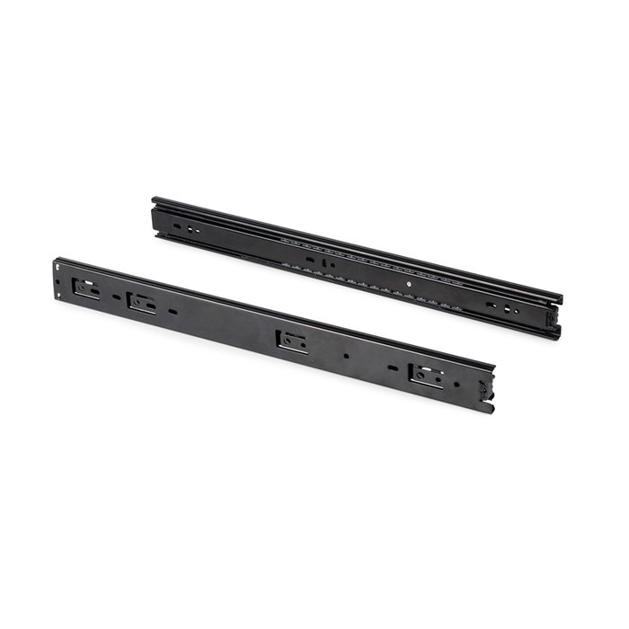 Emuca Lote de 5 juegos de guías para cajones, de bolas, altura 45mm, profundidad 500mm, extracción total, Negro