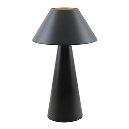 Fbright Lámpara de Mesa Tipo Seta Negro con Casquillo E27 e Interruptor, Metálica, Ø200 x 325 mm, para Bombilla LED (no incluida)