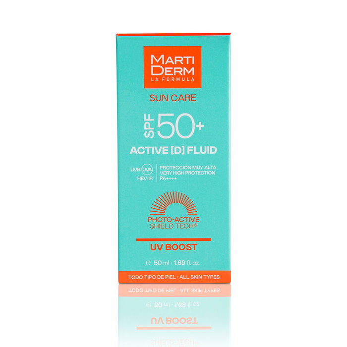 Martiderm SUN CARE ACTIVE [D] Protector Solar Facial Fluido SPF50+ 50 ml, Resistente al Agua, Sin Alcohol, Amigable con el Océano
