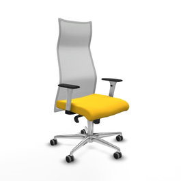 PIQUERAS Y CRESPO Sillón Albacete con Mecanismo Sincro, Similpiel Amarillo y Malla Blanco