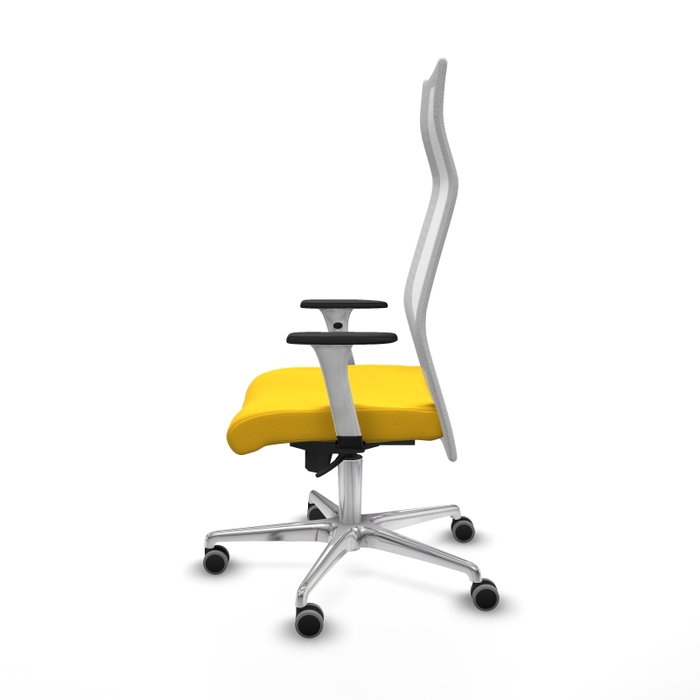 PIQUERAS Y CRESPO Sillón Albacete con Mecanismo Sincro, Similpiel Amarillo y Malla Blanco