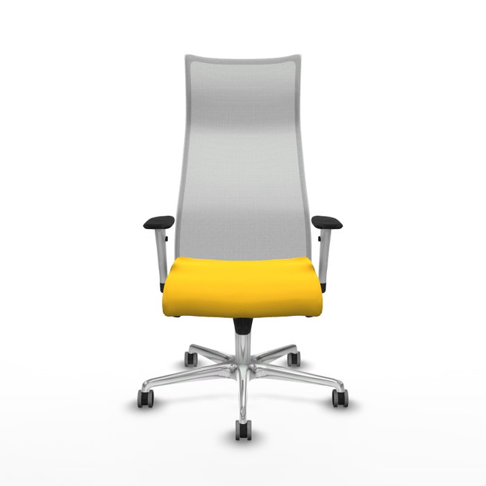 PIQUERAS Y CRESPO Sillón Albacete con Mecanismo Sincro, Similpiel Amarillo y Malla Blanco