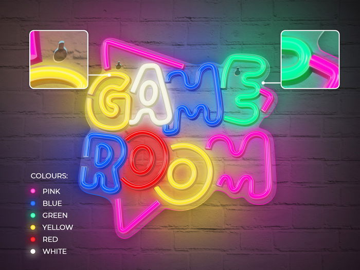 Forever Lámpara Neon Plexi LED Decoración Game Room - Luz Multicolor, Regulador de Intensidad, Alimentación por USB, Incluye Soporte para Pared